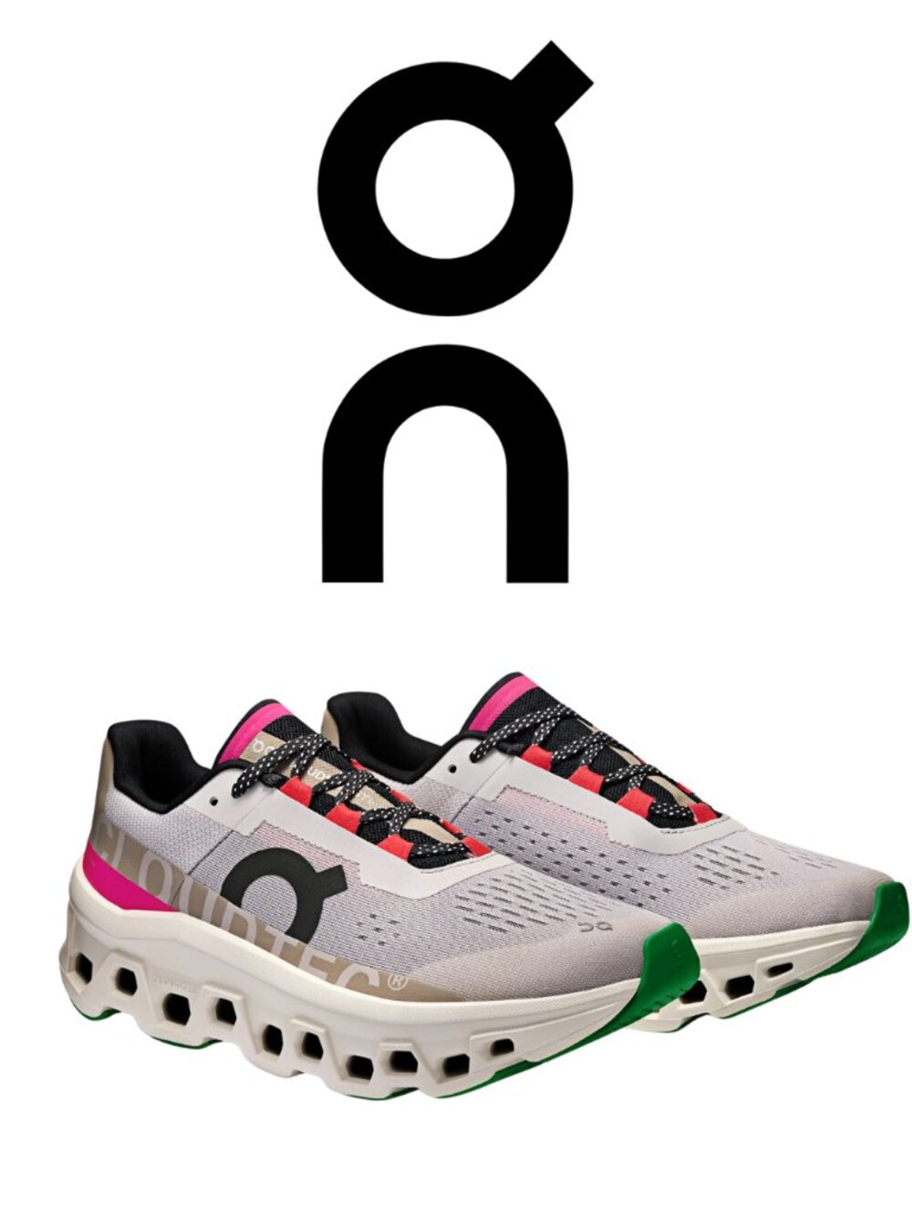 ON RUNNING {Like New} Cloudmonster M 7 / W 9 / EU 40 | Silver Ivory Pink Green